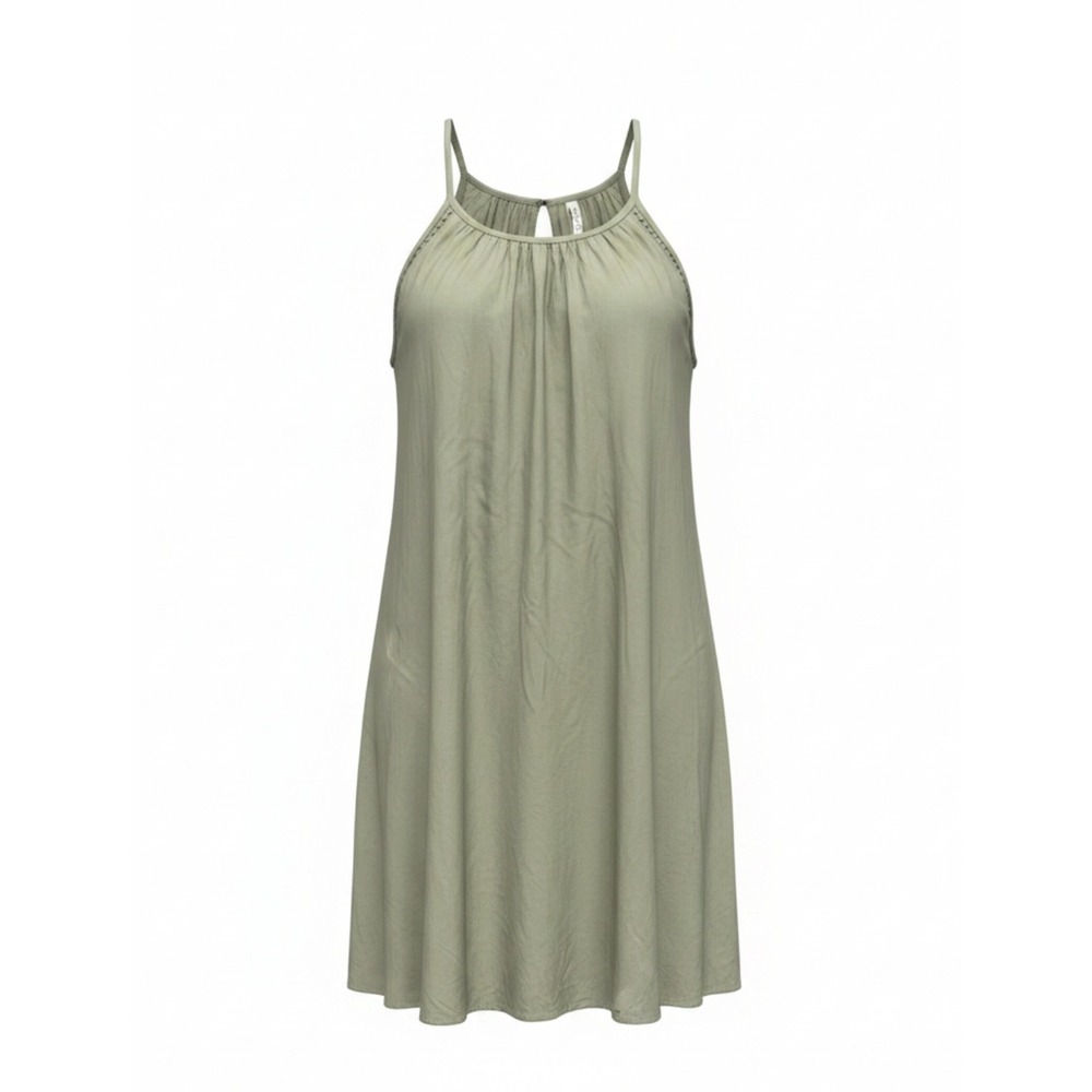 Mudd Womens Sage Green Halter Neck Boho Flowy A-line Mini Shabby Chic Dress L